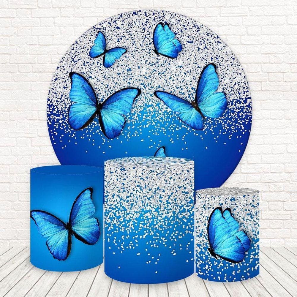 Painel Redondo E Capas 3D Sublimado Borboletas Fkpc-1577