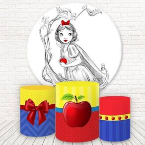 Painel Redondo E Capas 3D Sublimado Branca De Neve Fkpc-022