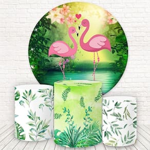 Painel Redondo E Capas 3D Sublimado Flamingo Fkpc-268
