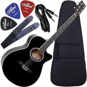 Kit Violão Mini Jumbo Elétrico Eq 3 Bandas Gsf1R Bk Giannini