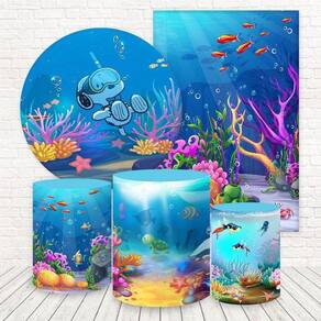Kit 2 Painéis E Capas 3D Sublimado Fundo Do Mar Fkpc-1513