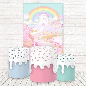 Painel Retangular E Capas 3D Sublimado Confeitaria Doces