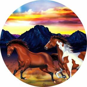 Painel Redondo 3D Sublimado Cavalos - Country Frd-3327