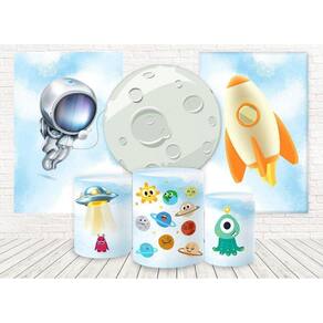 Kit 3 Painéis E Capas 3D Sublimado Astronauta Fkpc-1403