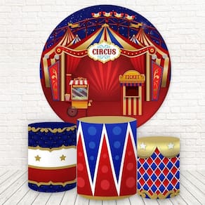 Painel Redondo E Capas 3D Sublimado Circo Fkpc-031