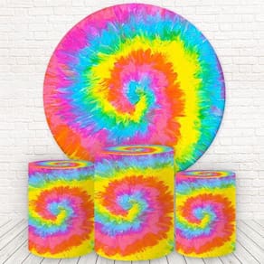 Painel Redondo E Capas 3D Sublimado Tie Dye Fkpc-036