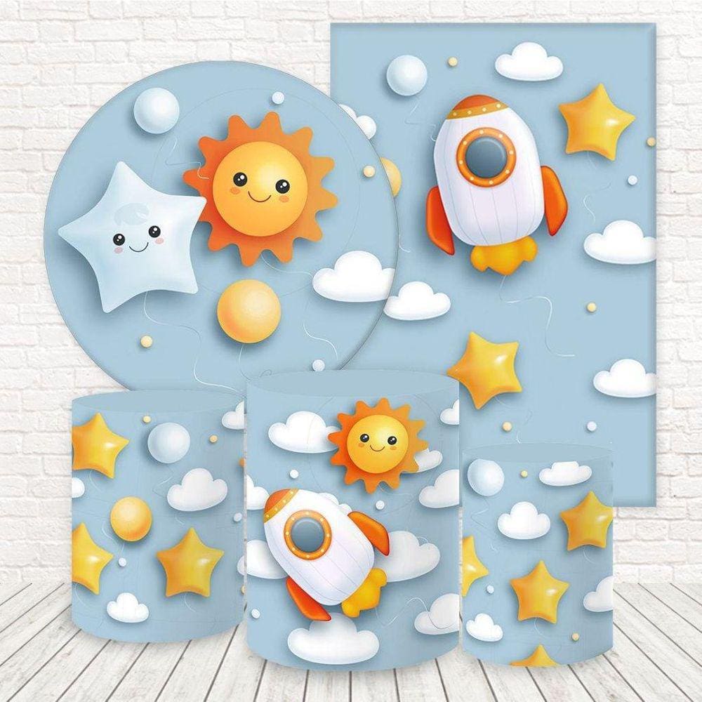 Kit 2 Painéis E Capas Tecido Sublimado Chá De Bebê Fkpc-1274