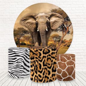 Painel Redondo E Capas 3D Sublimado Safari Fkpc-1587