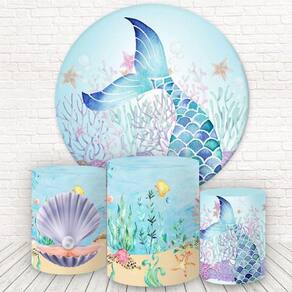 Painel Redondo E Capas 3D Sublimado Sereia Fkpc-410