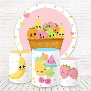 Painel Redondo E Capas 3D Sublimado Frutinhas Fkpc-1522