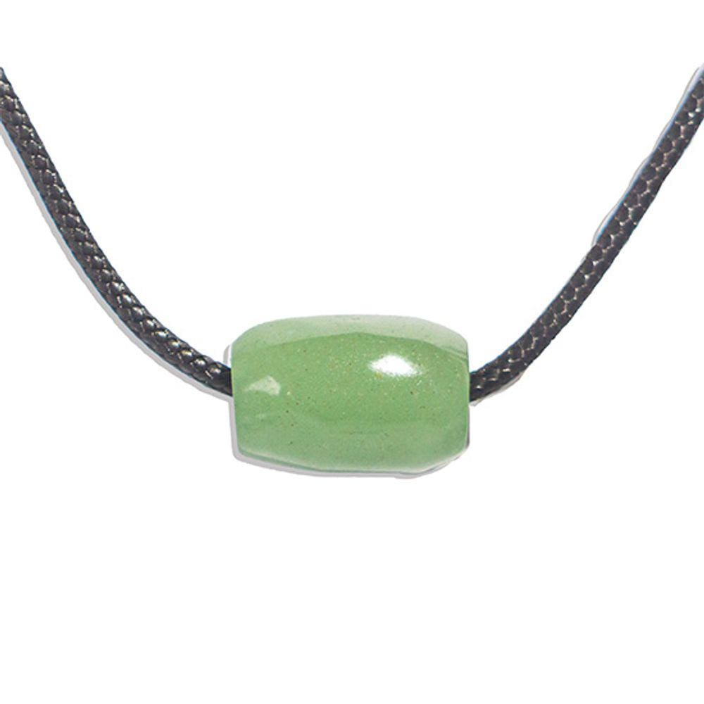 Pedra Quartzo Verde Barril Furado Longitudinal 25mm Tipo B