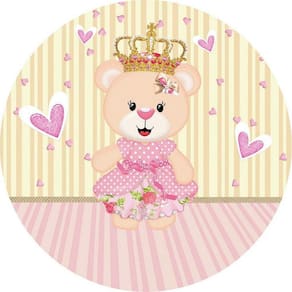 Painel Redondo 3D Sublimado Ursa Princesa Frd-864