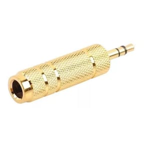 Adaptador P10 Fêmea para P2 Macho Estéreo Metal Dourado