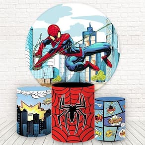 Painel Redondo E Capas 3D Sublimado Homem Aranha Fkpc-120