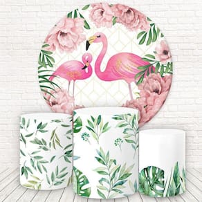 Painel Redondo E Capas 3D Sublimado Flamingo Fkpc-267