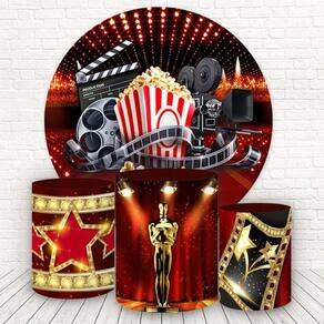 Painel Redondo E Capas Tecido Sublimado 3D Cinema Fkpc-933