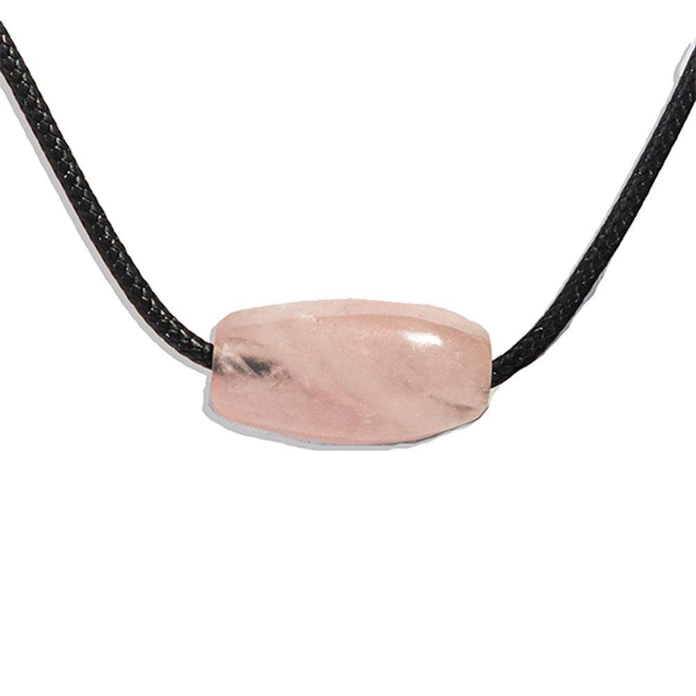 Pedra Quartzo Rosa Barril Furado Longitudinal 25mm Tipo B