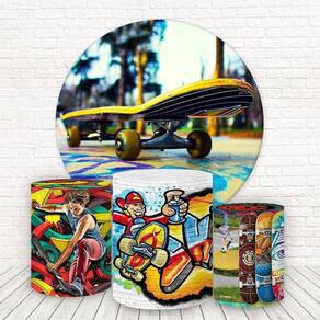 Painel Redondo E Capas 3D Sublimado Skate Fkpc-1560