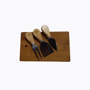 Jogo 4 pcs para queijo caixa madeira wellmix
