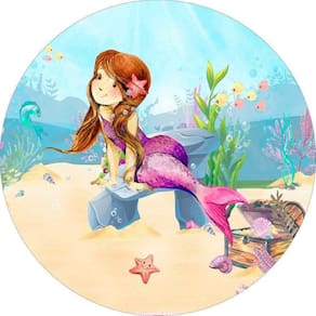 Painel Redondo Tecido Sublimado 3D Sereia Frd-5851