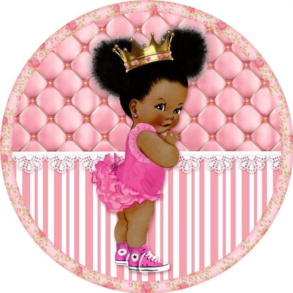 Painel Redondo 3D Sublimado Princesinha Black Frd-2443