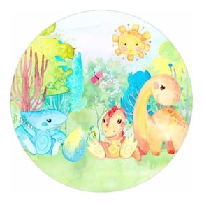 Painel Redondo Tecido Sublimado 3D Dino Baby Frd-5823