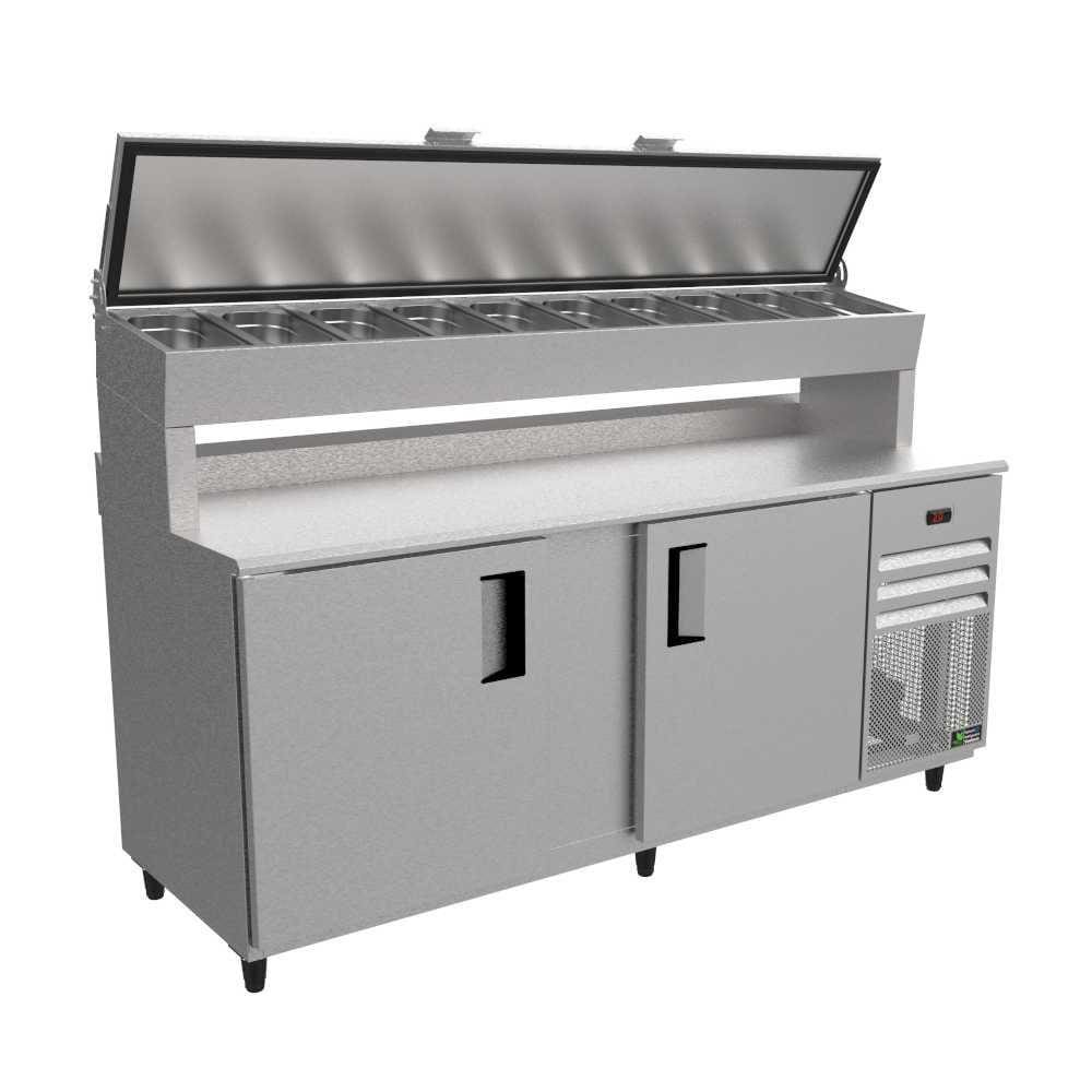 Balcão de Serviço Refrigerado Condimentador 2,00 Metros com Borda e Espelho VBSRC20 220V - Venâncio
