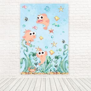Painel Retangular 3D Sublimado Fundo Do Mar 1,5X2,2 Frt-3873