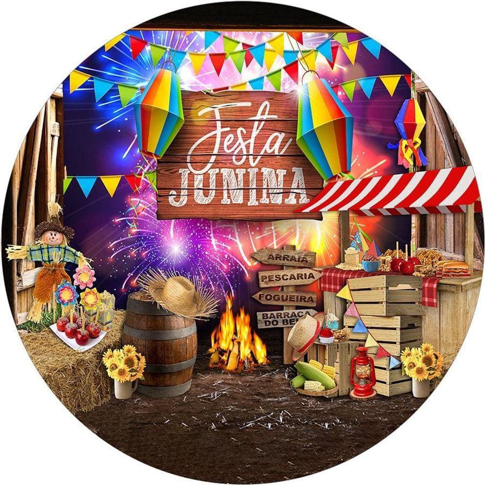 Painel Redondo Tecido Sublimado 3D Junino Rd-6054