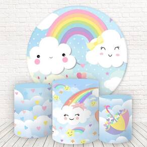 Painel Redondo Capas Tecido Sublimado Chuva DAmor Fkpc-963