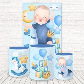 Painel Retangular E Capas Tecido Chá De Bebê Fkpc-1256
