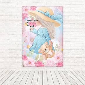 Painel Retangular Tecido 3D Bonequinha 1,50 X 2,20 Frt-5297