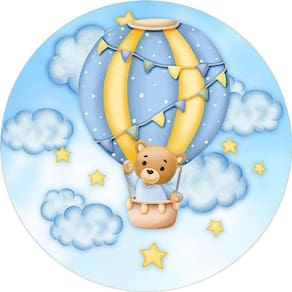 Painel Redondo Tecido Sublimado 3D Urso Baloeiro Frd-5798