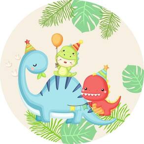 Painel Redondo Tecido Sublimado 3D Dino Baby Frd-5817