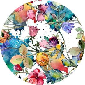 Painel Redondo Tecido Sublimado 3D Floral Frd-5894