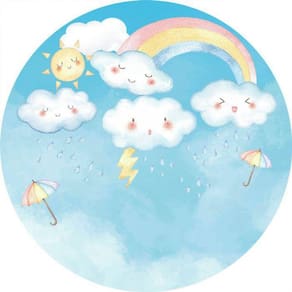 Painel Redondo 3D Sublimado Chuva De Amor Frd-868