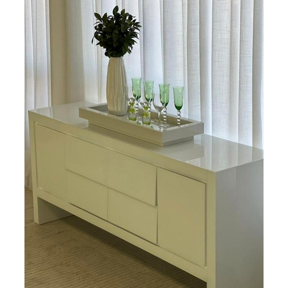 Bandeja Vidro Branco Decoração Luxo 60X30