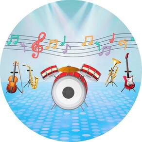 Painel Redondo Tecido Sublimado 3D Musical Frd-5793