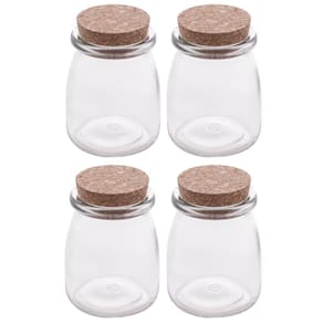 Kit 4 Potes de Vidro C/ Rolha Porta Mantimentos Borossilicato Lyor 190ml
