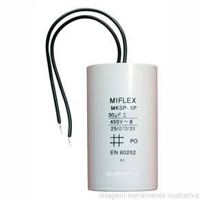 Capacitor Para Máquina De Costura Redondo 30Uf 450V 50Hz 25% Com Fio