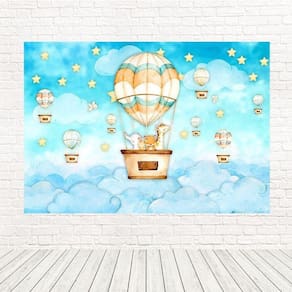 Painel Retangular Tecido 3D Balões Nuvens 2,00X1,50 Frt-5292