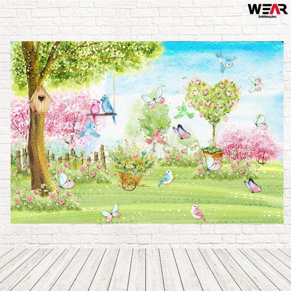 Painel Retangular 3D Sublimado Jardim 2,0x1,5 FRT-2082
