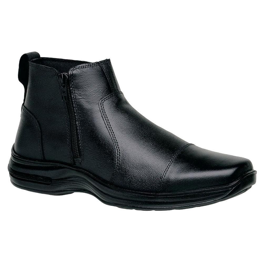 Bota Masculina Couro Botina Cano Baixo Casual Lisa Recortes