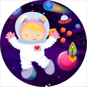 Painel Redondo 3D Sublimado Astronauta E Galáxia Frd-3138