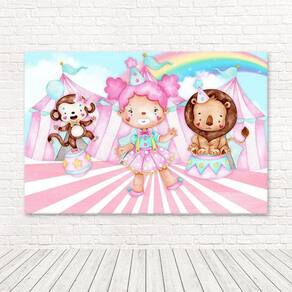 Painel Retangular 3D Sublimado Circo Rosa 2,0X1,5 Frt-4196