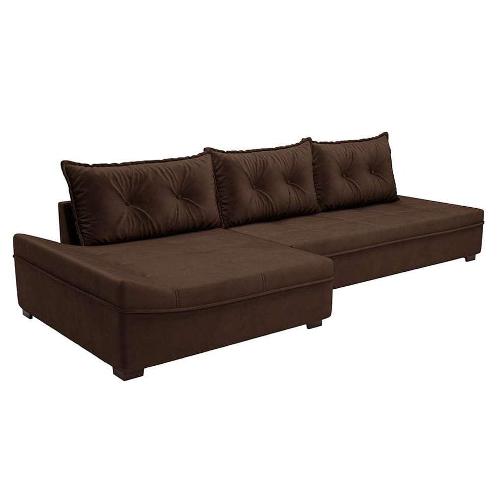 sofá de canto guarapari veludo café