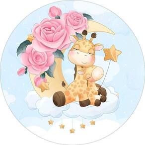 Painel Redondo Tecido Sublimado 3D Girafa Frd-5662