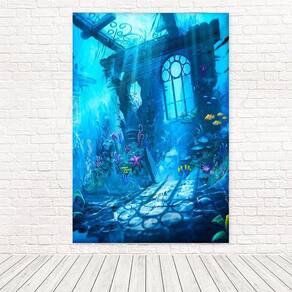Painel Retangular 3D Sublimado Fundo Do Mar 1,5X2,2 Frt-2019