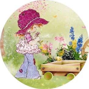 Painel Redondo 3D Sublimado Jardim Sarah Kay Frd-1450