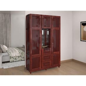 Guarda-roupa Solteiro com Espelho 7 Portas 3 Gavetas Belém Capelinha Mel
